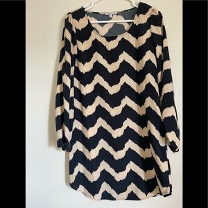 Chevron navy blue and cream dress